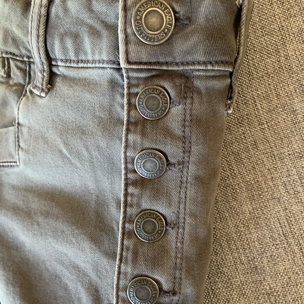 American Eagle Button Fly Grey Stretch - image 4
